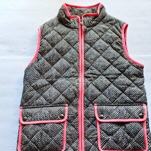 Crewcuts Girls Vest Herringbone Puffer Black Pink Tan Quilted 12